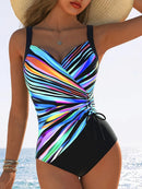 Women's One-Piece Swimsuit with Ruched Front and Wide Straps
