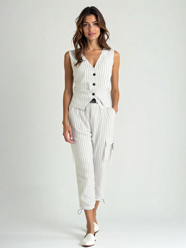 Women's Two-Piece Striped Vest and Pants Set