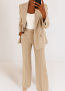 Women's Tailored Two-Piece Pantsuit Set with Blazer and Trousers