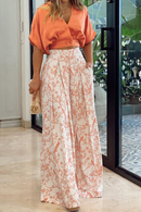 Women's Elegant Two-Piece Set with Cropped Top and Wide-Leg Trousers