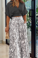 Women's Elegant Two-Piece Set with Cropped Top and Wide-Leg Trousers