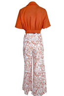 Women's Elegant Two-Piece Set with Cropped Top and Wide-Leg Trousers