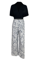 Women's Elegant Two-Piece Set with Cropped Top and Wide-Leg Trousers