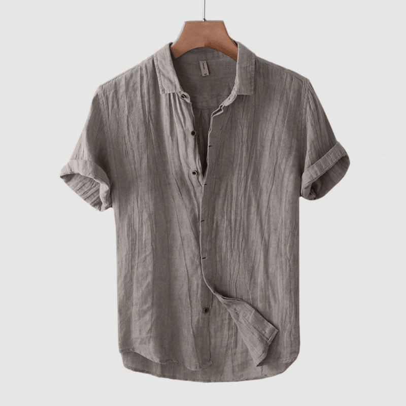 Mens Short Sleeve Linen Shirt with Buttons