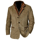 Men's Vintage Leather-Look Coat with Classic Tailored Fit