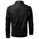 Men's Slim Fit Leather Jacket with Zip Pockets and Stand Collar