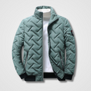 Men's Quilted Bomber Jacket with High Collar and Zip Pockets