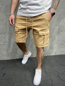 Men's Slim Cargo Shorts with Drawstring Waist and Utility Pockets