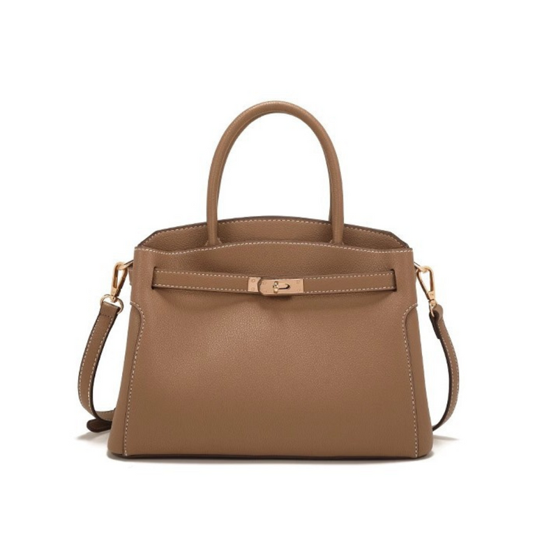 Women's Structured Crossbody Handbag with Top Handle and Clasp