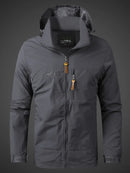 Men's Waterproof Rain Jacket with Hood and Zip Pockets for Outdoors