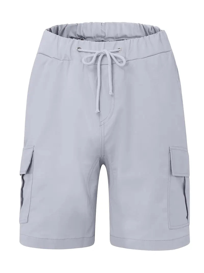 Men's Slim Cargo Shorts with Drawstring Waist and Utility Pockets