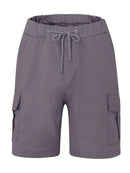 Men's Slim Cargo Shorts with Drawstring Waist and Utility Pockets