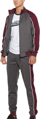 Men's Colorblock Tracksuit 2-Piece Set with Athletic Stripe