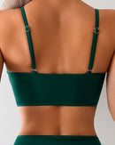 Women's High-Waist Two-Piece Bikini Set with Metal Accent Details