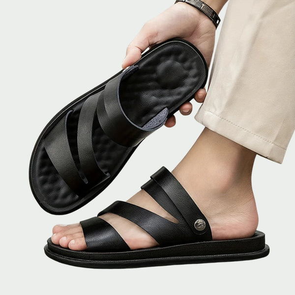 Men's Comfortable Open-Toe Slip-On Sandals with Strappy Design