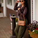 Women's Curved Flap Shoulder Bag with Adjustable Strap and Closure