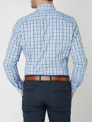 Men's Long Sleeve Checkered Shirt with Button Down Collar