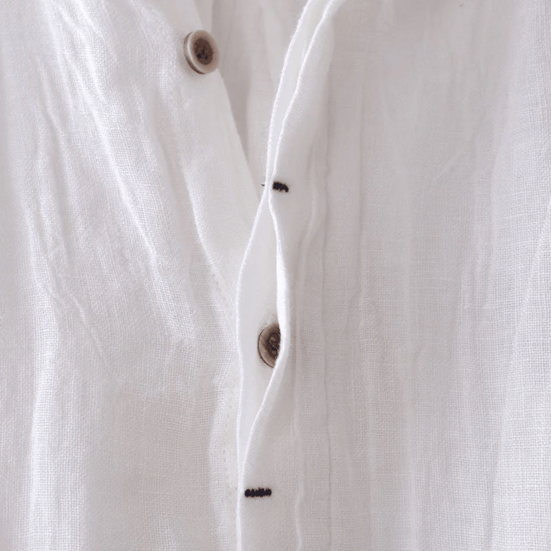 Mens Short Sleeve Linen Shirt with Buttons
