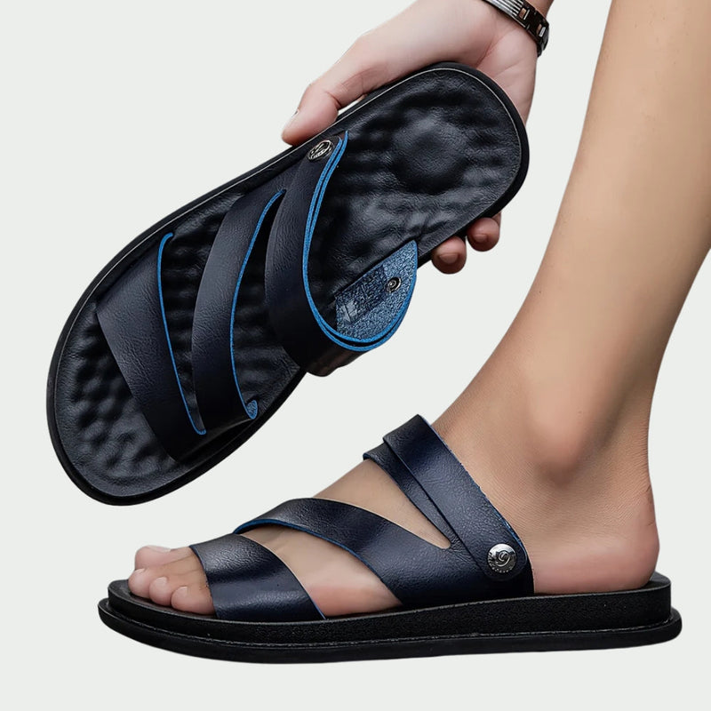 Men's Comfortable Open-Toe Slip-On Sandals with Strappy Design