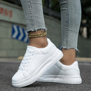 Women’s Clean White Leather Sneakers – Casual Minimalist Shoes