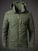 Men's Waterproof Rain Jacket with Hood and Zip Pockets for Outdoors