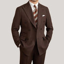 Men's Double Breasted Two Piece Suit Set with Peak Lapel Jacket and Trousers
