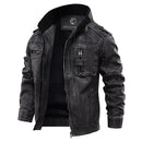 Men's Leather Jacket with Stand Collar and Zippered Chest Pocket