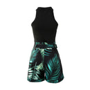 Women's Festival Two-Piece Set with High-Waist Leaf Print Shorts