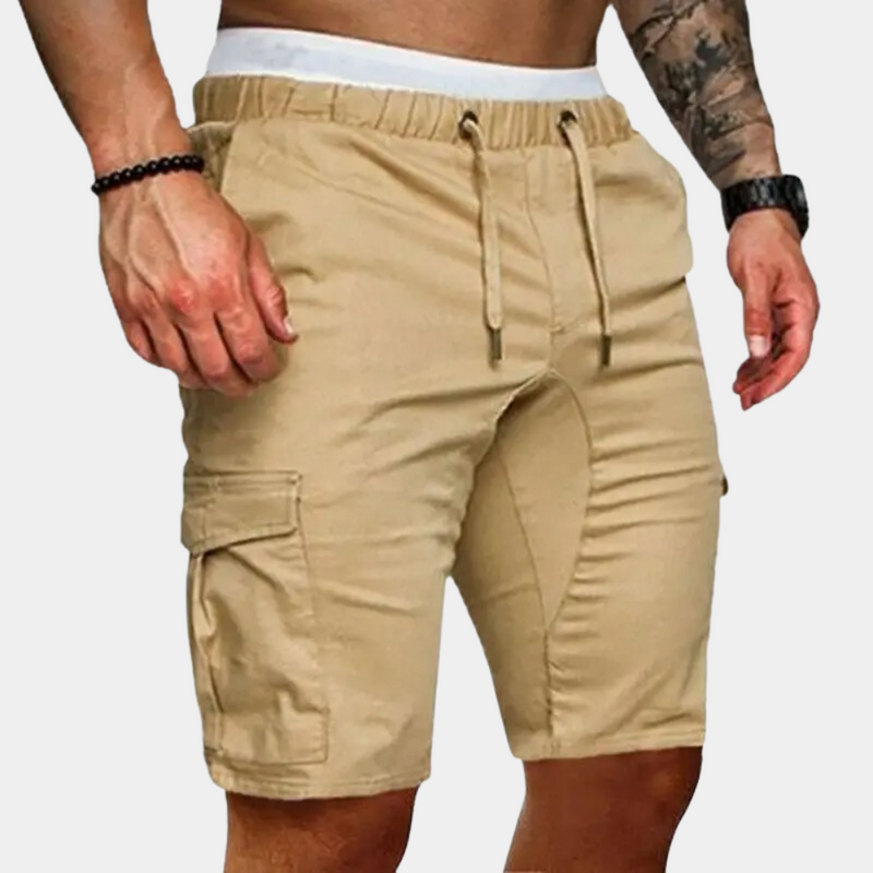 Men's Cargo Shorts with Adjustable Waist and Side Flap Pockets