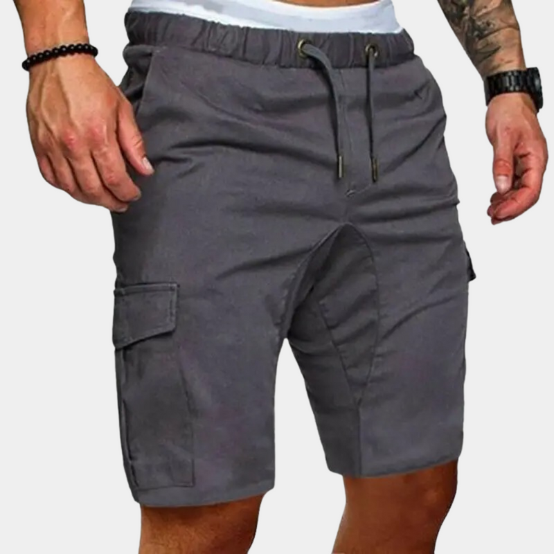 Men's Cargo Shorts with Adjustable Waist and Side Flap Pockets