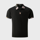 Men's Short Sleeve Polo Shirt with Printed Collar Trim