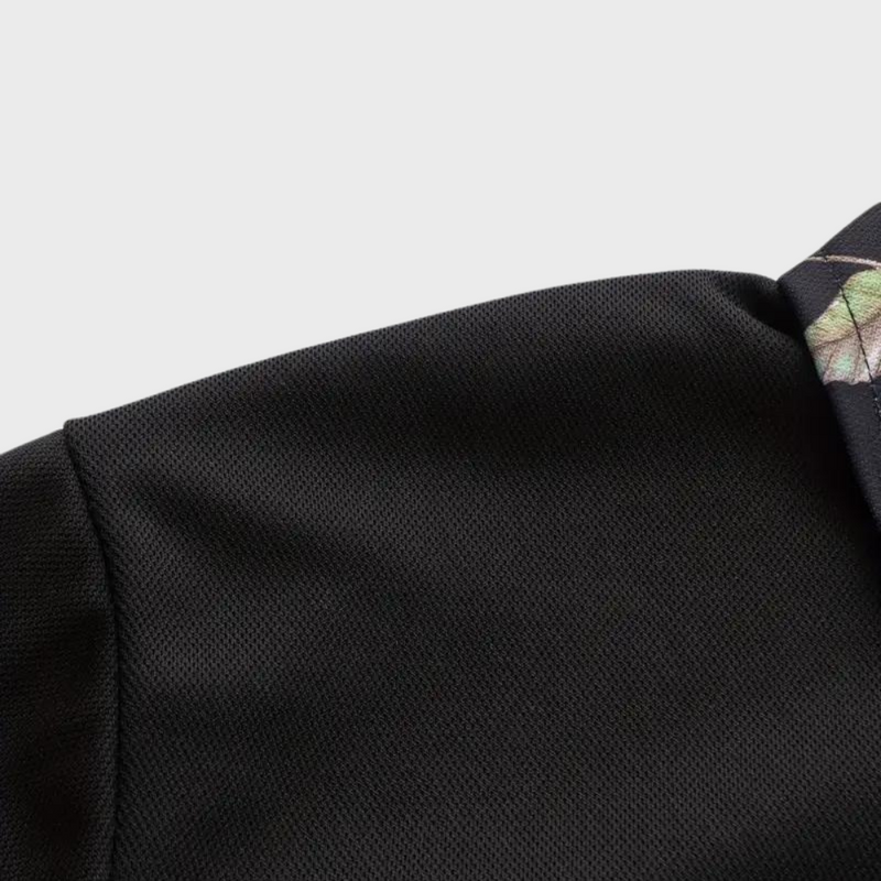 Men's Short Sleeve Polo Shirt with Printed Collar Trim