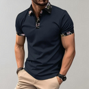 Men's Short Sleeve Polo Shirt with Printed Collar Trim