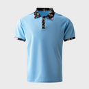 Men's Short Sleeve Polo Shirt with Printed Collar Trim