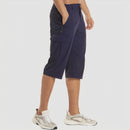 Men's Knee-Length Cargo Shorts with Side Pockets and Zip Closure