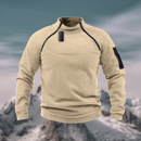 Men’s Tactical Windproof Fleece Jumper with High Neck Half-Zip Design