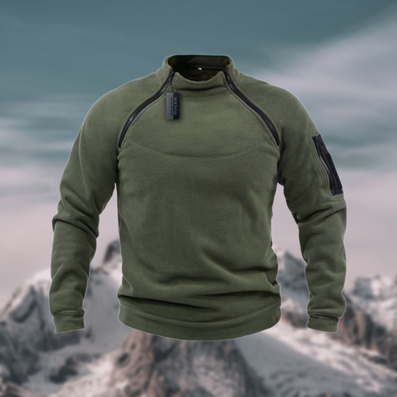 Men’s Tactical Windproof Fleece Jumper with High Neck Half-Zip Design