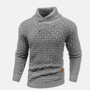 Men’s Textured Knit Jumper with Shawl Collar and Button Detail