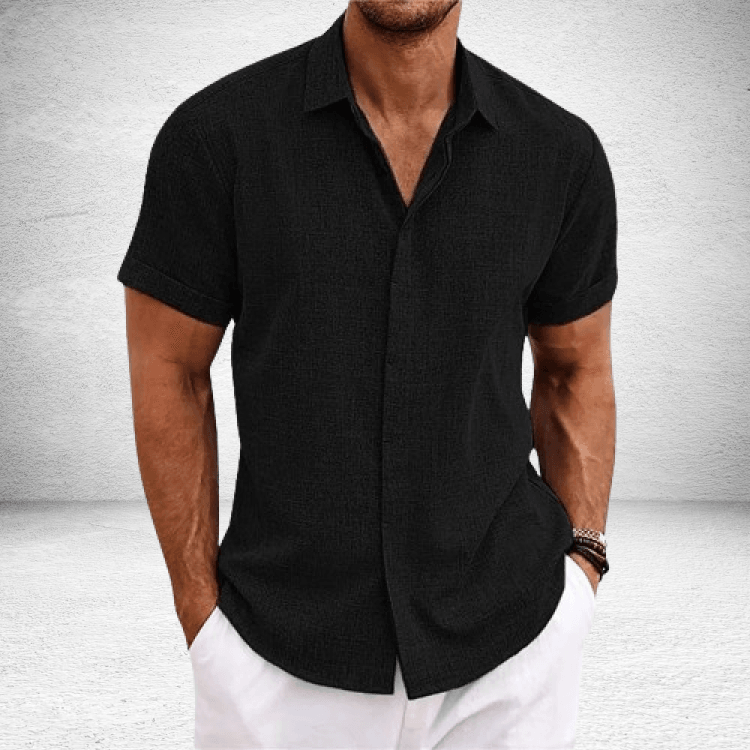 Men's Short-Sleeved Shirt with Button Down Design