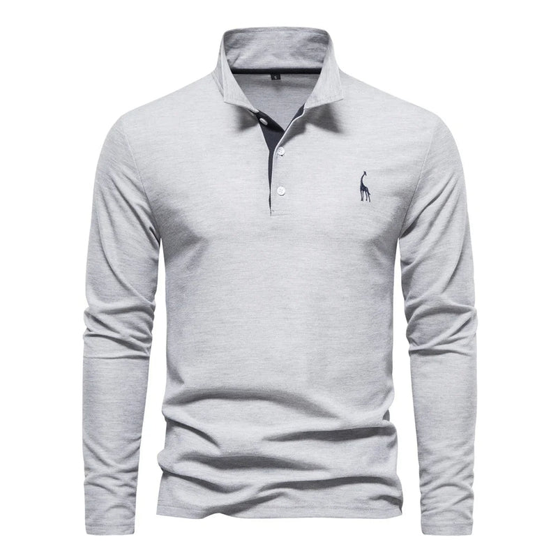 Men’s Long Sleeve Polo Jumper with Button Placket and Collar