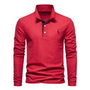 Men’s Long Sleeve Polo Jumper with Button Placket and Collar