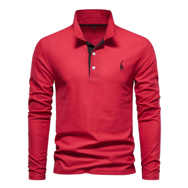 Men’s Long Sleeve Polo Jumper with Button Placket and Collar