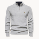 Men’s Half-Zip Knitted Jumper with Stand Collar and Slim Fit