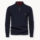 Men’s Half-Zip Knitted Jumper with Stand Collar and Slim Fit
