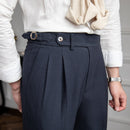 Men's High Waisted Work Trousers Pleated Ankle Length Classic Fit