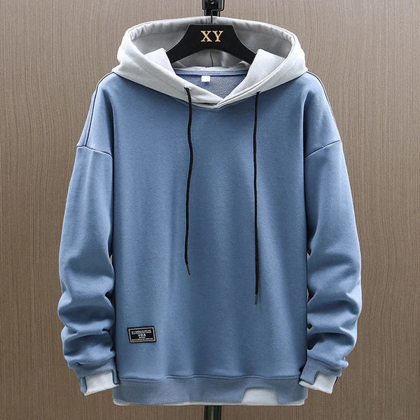 Men's Casual Colorblock Hoodie with Relaxed Fit and Drawstring Hood