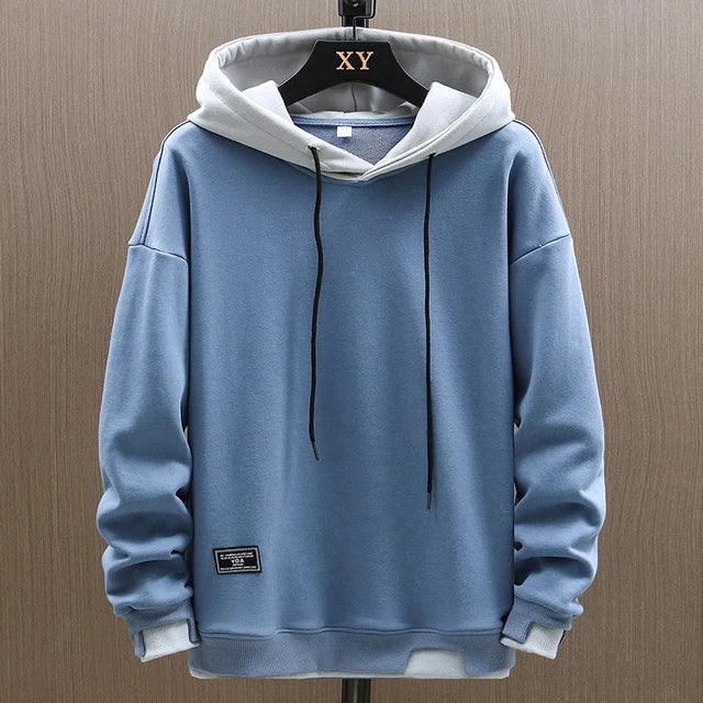 Men's Casual Colorblock Hoodie with Relaxed Fit and Drawstring Hood