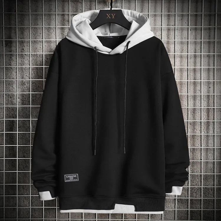 Men's Casual Colorblock Hoodie with Relaxed Fit and Drawstring Hood