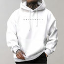 Men's Casual Pullover Hoodie with Embroidered Front and Kangaroo Pocket
