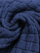 Men’s Textured Knit Jumper with Shawl Collar and Button Detail